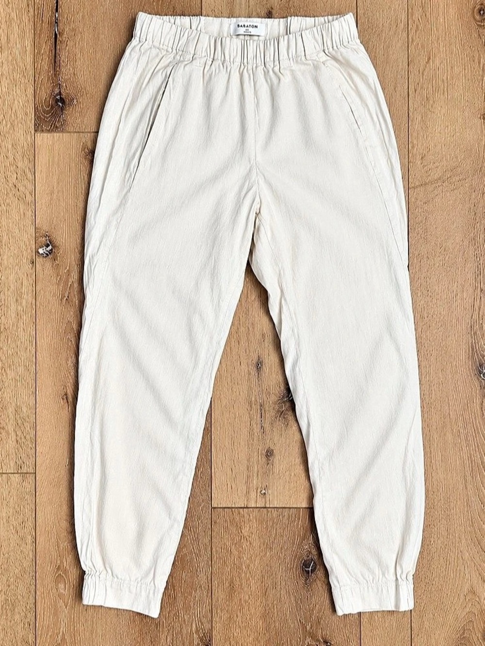 Babaton Effortless Pant Linen Blend Jogger Pants in Cream Size XS Like New